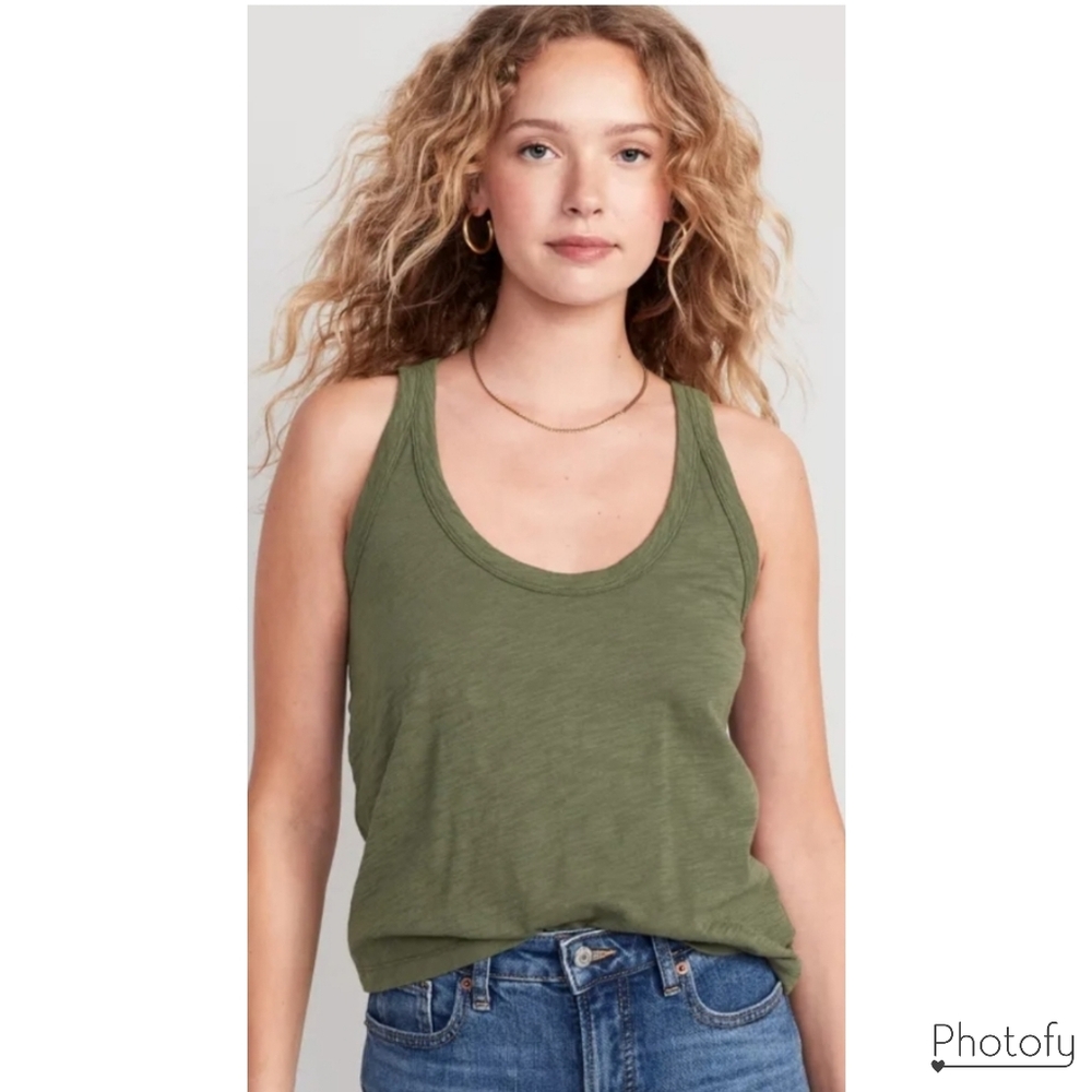 NWT Women's Old Navy 100% Cotton Sleeveless Tank Top - Dark Green